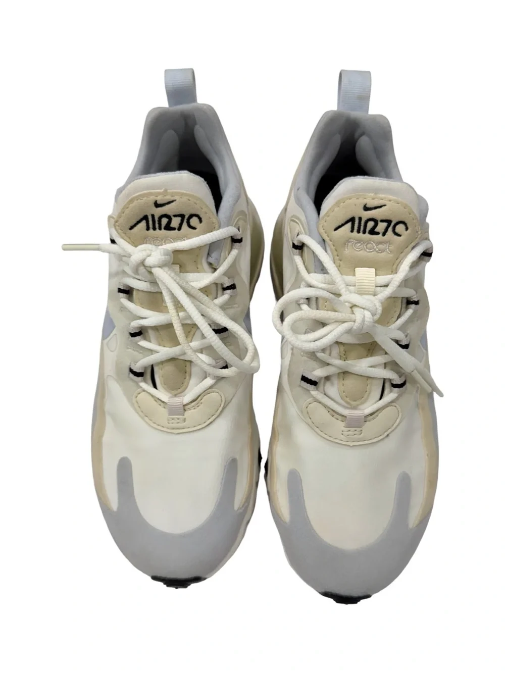 Nike Air Max 270 React Women’s Sneakers — White, Light Gray, Cream
